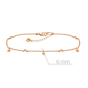 Браслет на ногу декоративный из красного золота, плетение якорное