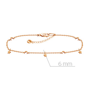 Браслет на ногу декоративный из красного золота, плетение якорное