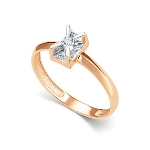 Кольцо из красного золота с бриллиантом