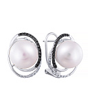 Серьги из белого золота с бриллиантами, жемчугом