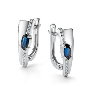 Серьги с английским замком из белого золота с бриллиантами