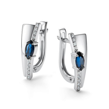 Серьги с английским замком из белого золота с бриллиантами