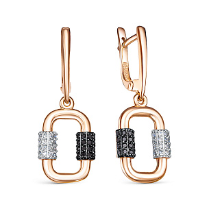 Серьги из комбинированного золота с бриллиантом