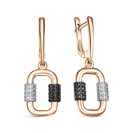 Серьги из комбинированного золота с бриллиантами