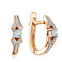 Серьги с английским замком из красного золота с бриллиантами