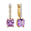 Серьги с английским замком из желтого золота с бриллиантами