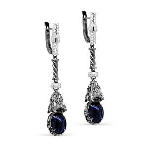 Серьги с английским замком из белого золота с бриллиантами