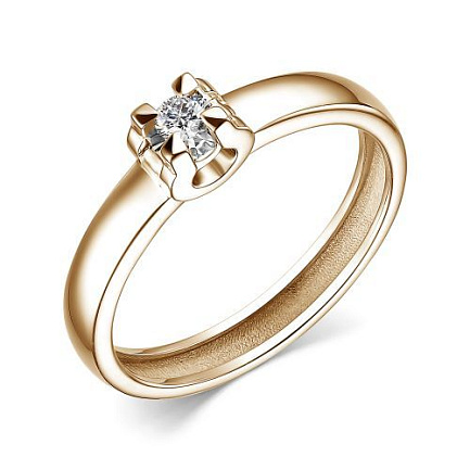 Кольцо из красного золота с бриллиантом