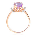 Кольцо из красного золота с бриллиантами, аметистом