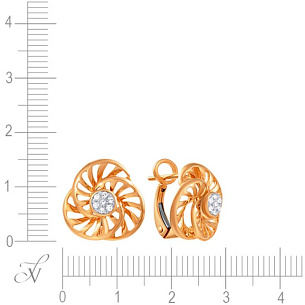 Серьги с английским замком из красного золота с бриллиантом