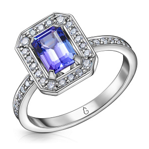 Кольцо из белого золота с бриллиантом