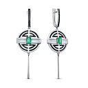 Серьги с английским замком из серебра с изумрудами