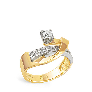 Кольцо из желтого золота с бриллиантами