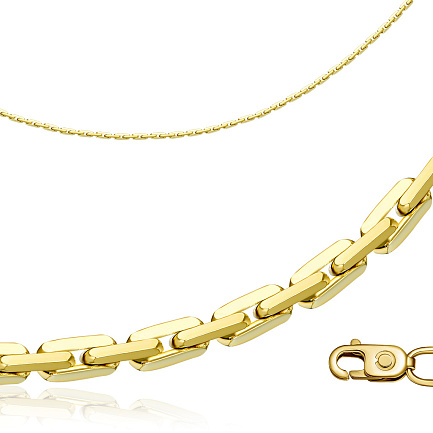 Цепь автомат из желтого золота, плетение якорное