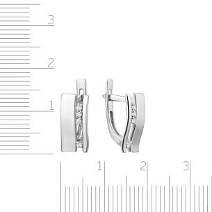 Серьги с английским замком из белого золота с фианитом