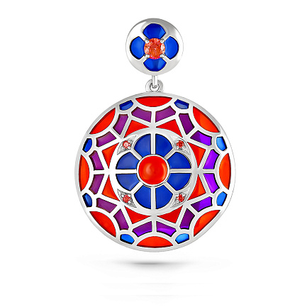 Подвеска из серебра с ониксом, фианитом