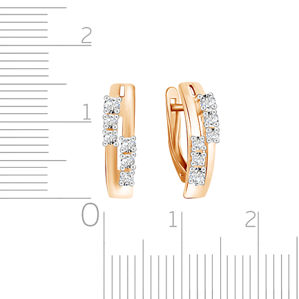 Серьги из красного золота с фианитом