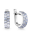 Серьги с английским замком из серебра с фианитом