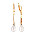 Серьги из красного золота с жемчугом, фианитом