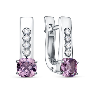 Серьги с английским замком из белого золота с бриллиантами