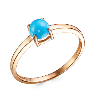 Кольцо из красного золота с бирюзой