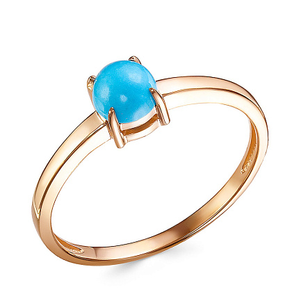 Кольцо из красного золота с бирюзой