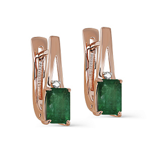 Серьги с английским замком из красного золота с бриллиантами