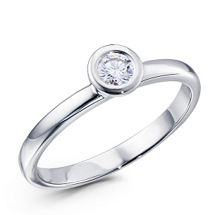 Кольцо из белого золота с бриллиантом