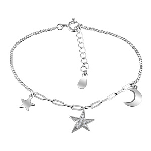 Браслет декоративный из серебра с фианитом