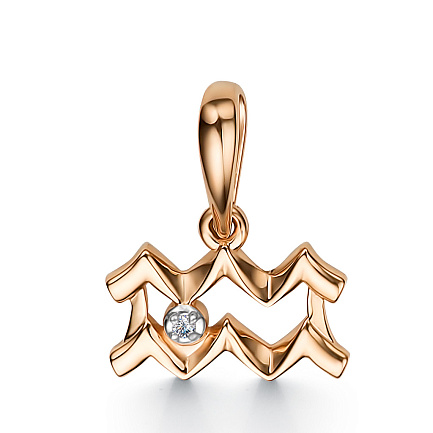 Подвеска из красного золота с бриллиантом