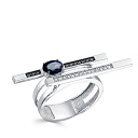 Кольцо из белого золота с бриллиантами, сапфиром