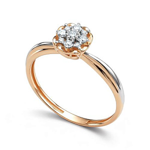 Кольцо из красного золота с бриллиантами