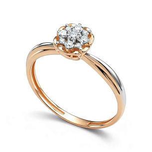 Кольцо из красного золота с бриллиантом