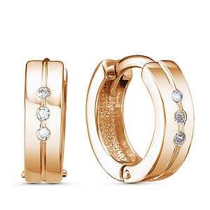 Серьги из красного золота с фианитами