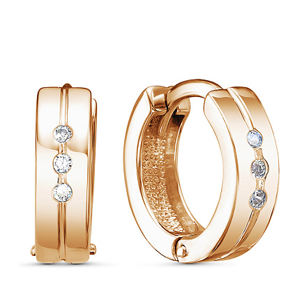 Серьги из красного золота с фианитами