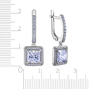 Серьги с английским замком из серебра с фианитом