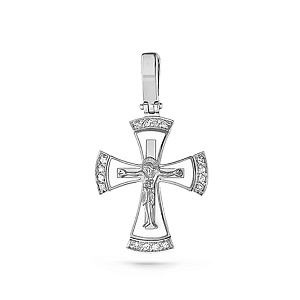 Крест из белого золота с бриллиантами