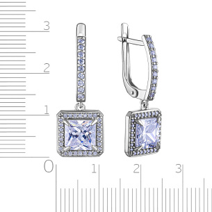 Серьги с английским замком из серебра с фианитом