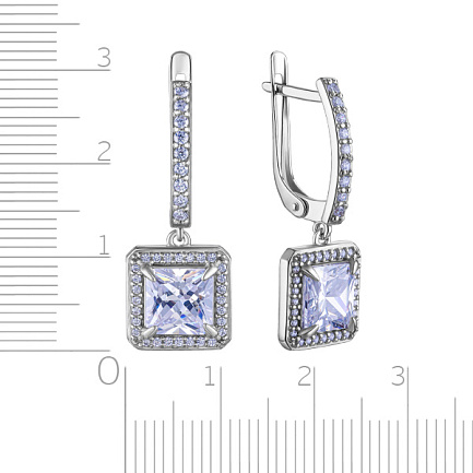 Серьги с английским замком из серебра с фианитом