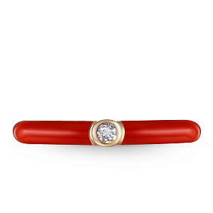 Кольцо из красного золота с топазом, эмалью