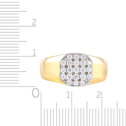 Кольцо мужское из желтого золота с бриллиантами