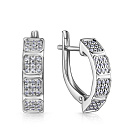 Серьги с английским замком из белого золота с бриллиантами