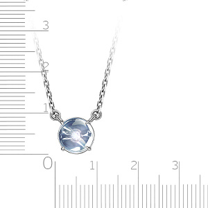 Колье из белого золота с бриллиантом, топазом, плетение якорное