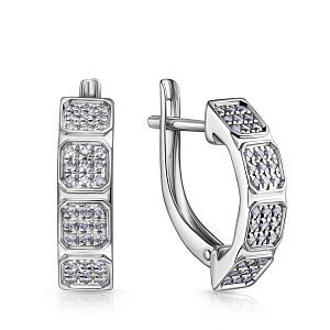 Серьги с английским замком из белого золота с бриллиантами