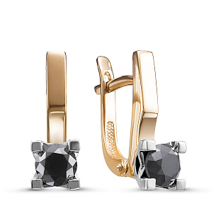 Серьги с английским замком из белого золота с бриллиантом