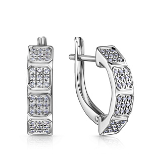 Серьги с английским замком из белого золота с бриллиантом