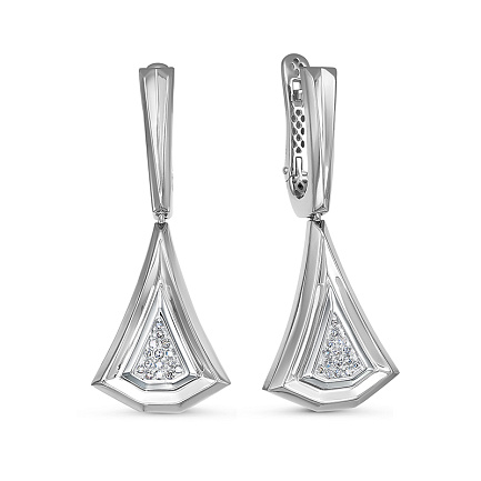 Серьги с английским замком из белого золота с бриллиантами