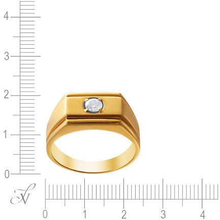 Печатка из желтого золота с бриллиантом