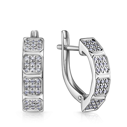 Серьги с английским замком из белого золота с бриллиантами