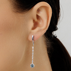 Серьги из серебра с топазами, фианитами